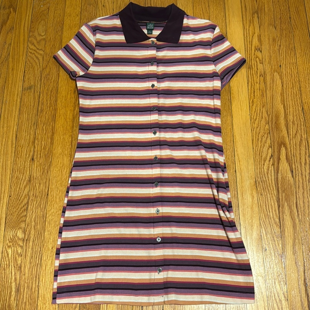✨ Stretchy Striped Dress with Collar ✨